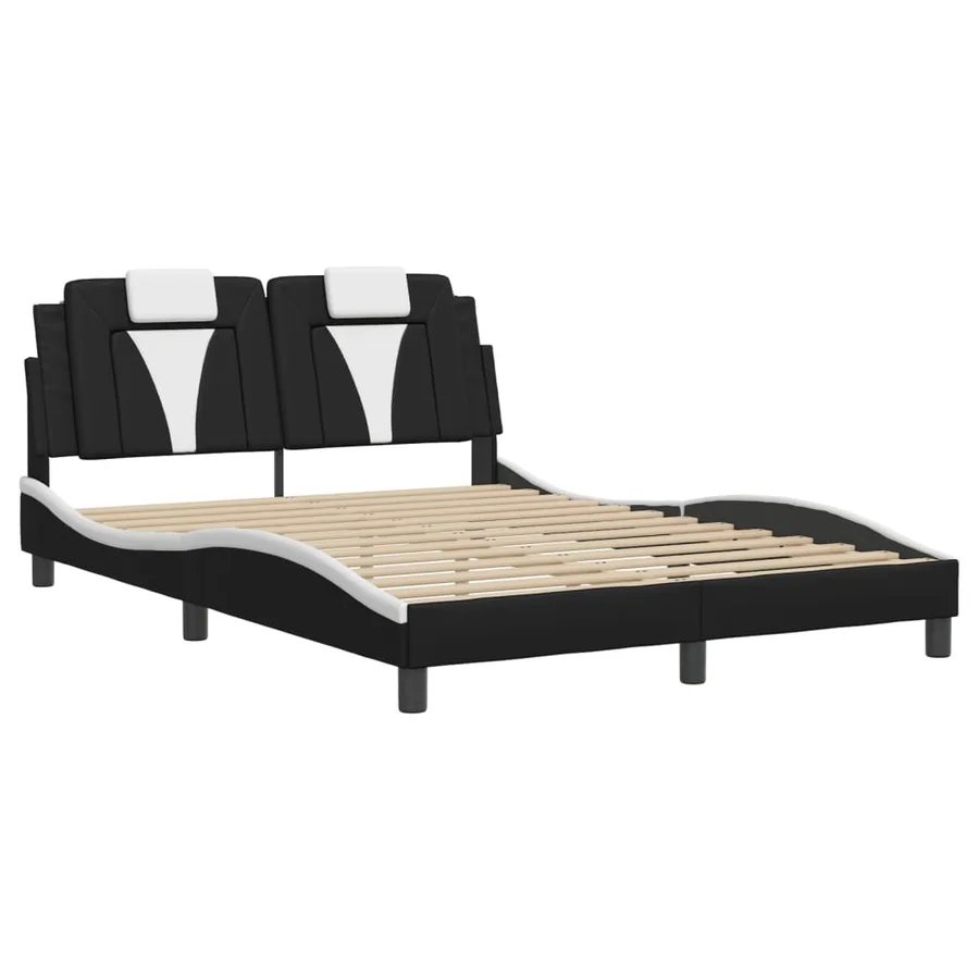 Cadre de lit Viana avec LED sans matelas noir et blanc 140x190 cm - 3