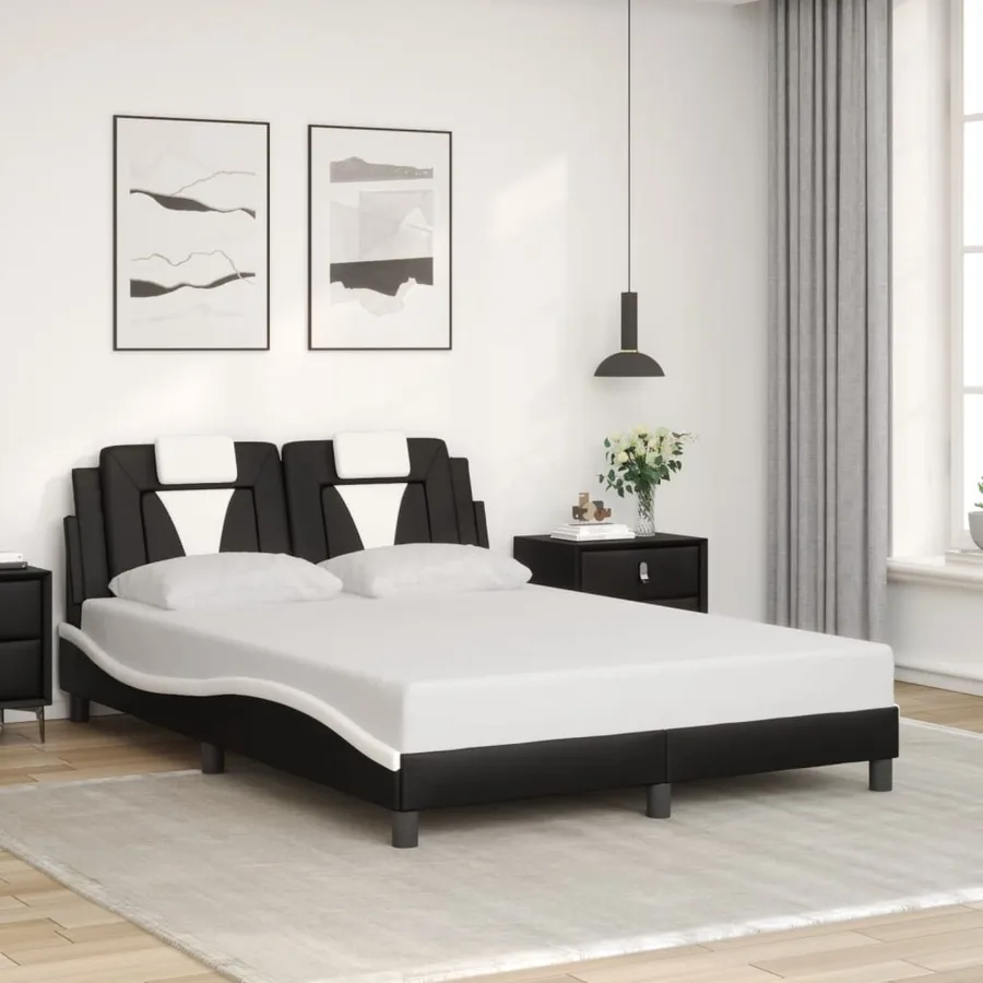 Cadre de lit Viana avec LED sans matelas noir et blanc 140x190 cm - 4