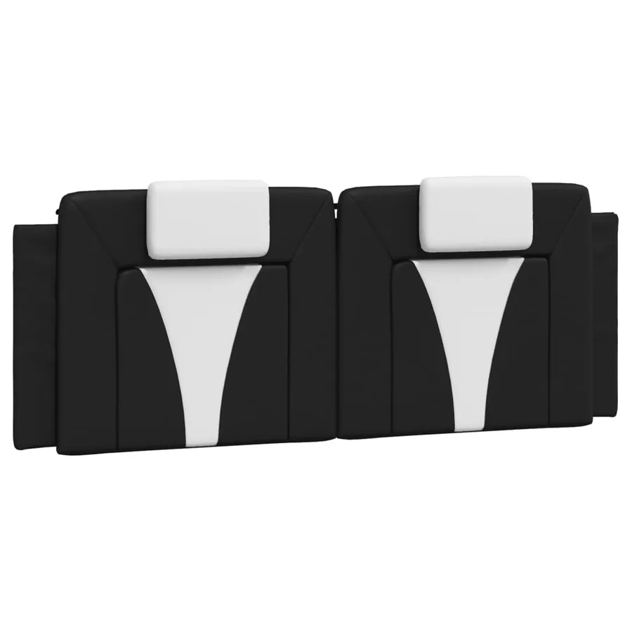 Lit Viana avec matelas noir et blanc 140x200 cm similicuir - 5
