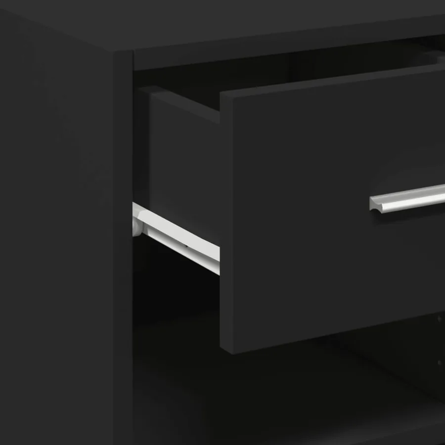 Buffet noir 45x42,5x93 cm bois d'ingénierie - 8