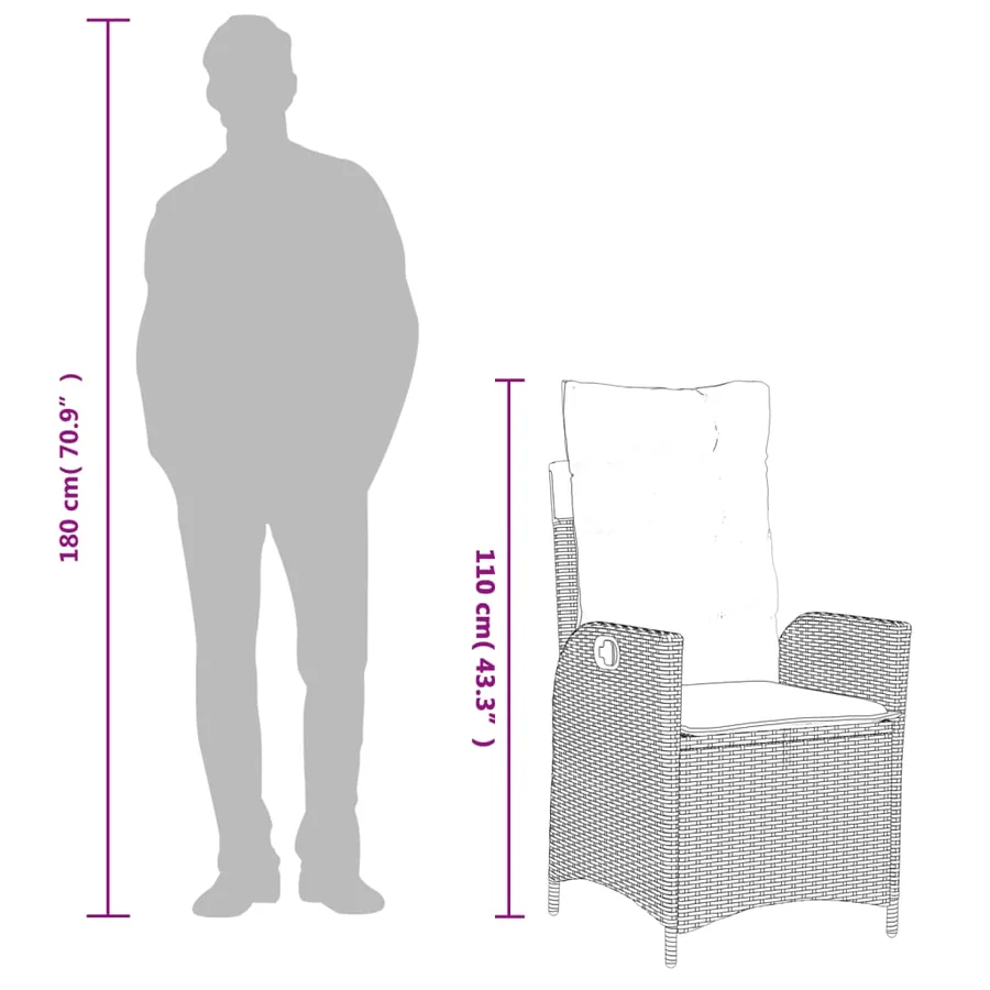 Ensemble à manger de jardin avec coussins 3 pcs Noir - 10