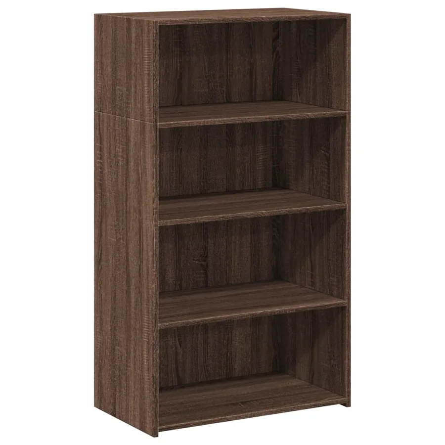 Buffet haut chêne marron 70x41x124 cm bois d'ingénierie - 2
