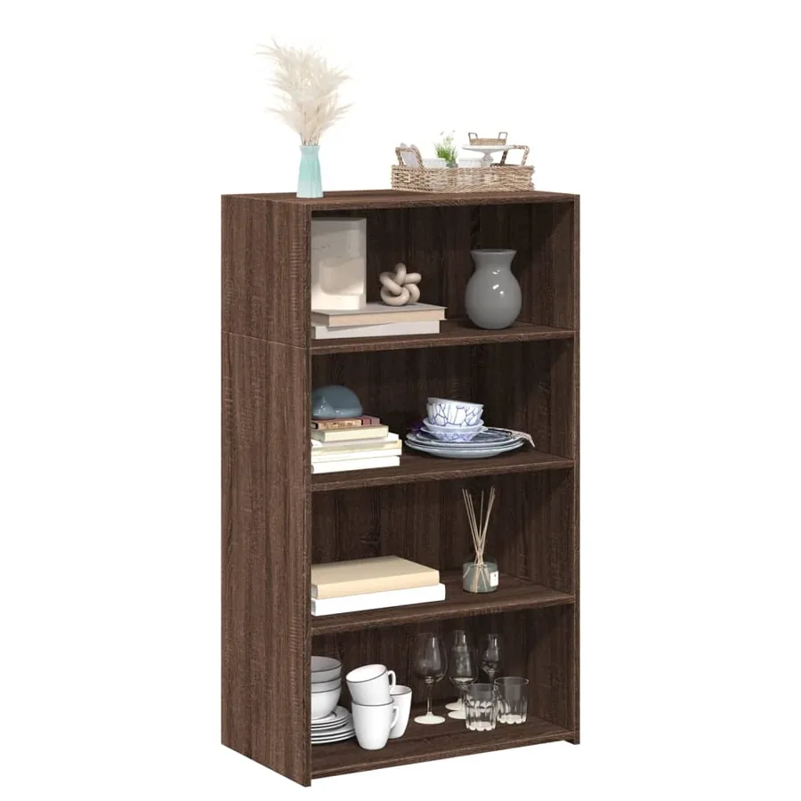 Buffet haut chêne marron 70x41x124 cm bois d'ingénierie - 3