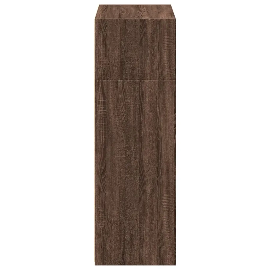 Buffet haut chêne marron 70x41x124 cm bois d'ingénierie - 5