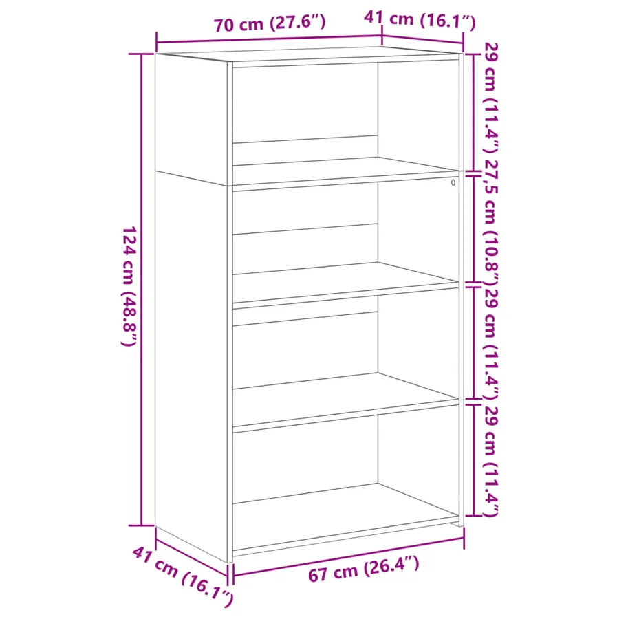 Buffet haut chêne marron 70x41x124 cm bois d'ingénierie - 9