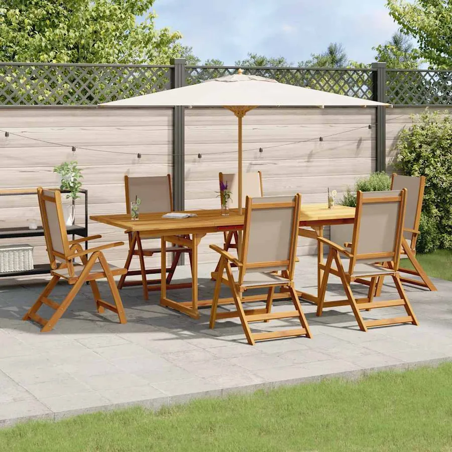 Ensemble à Manger de jardin 7pcs bois d'acacia solide textilène