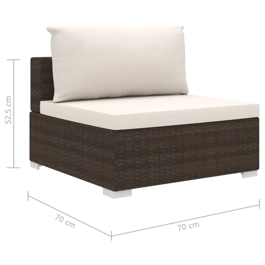 Salon de jardin 8 pcs avec coussins résine tressée marron - 10