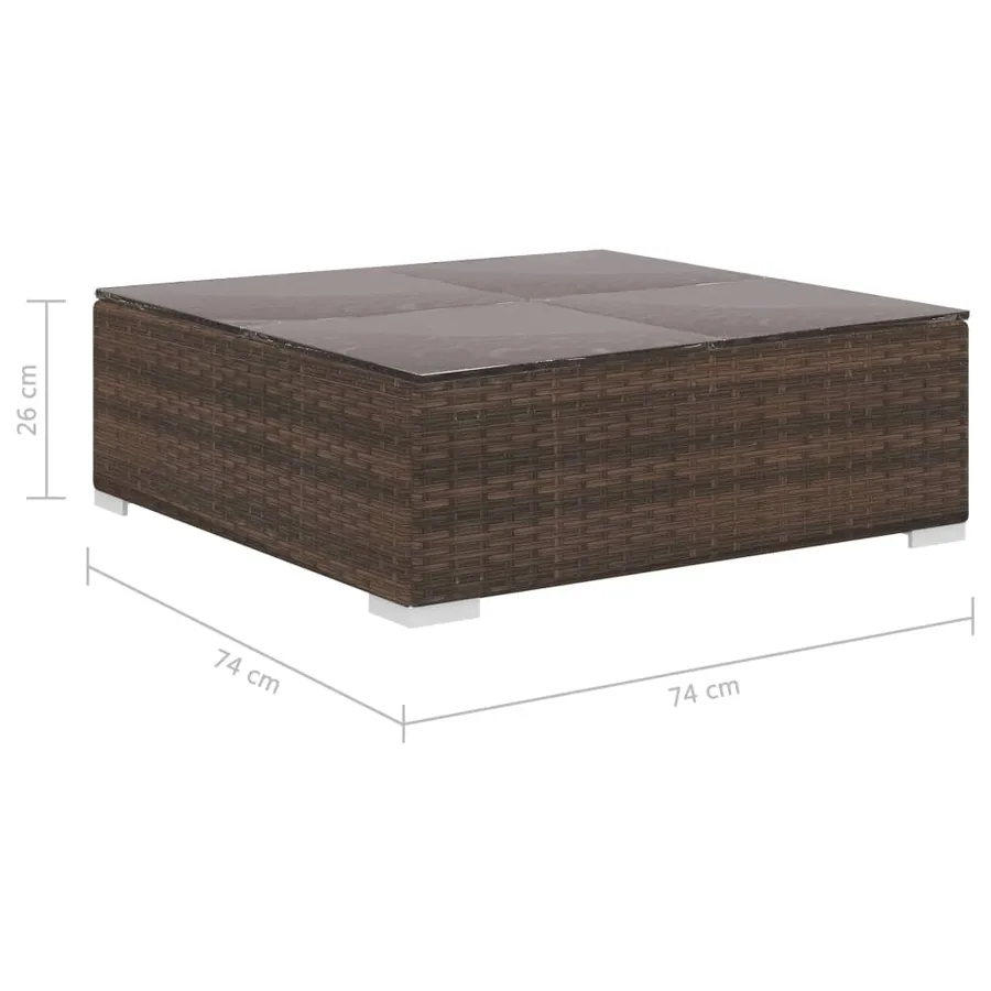 Salon de jardin 8 pcs avec coussins résine tressée marron - 12