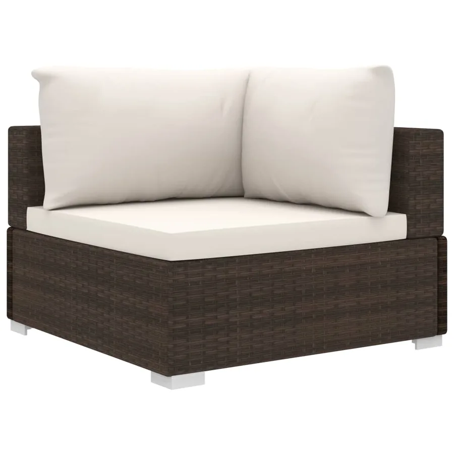 Salon de jardin 8 pcs avec coussins résine tressée marron - 4