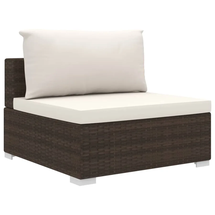 Salon de jardin 8 pcs avec coussins résine tressée marron - 5