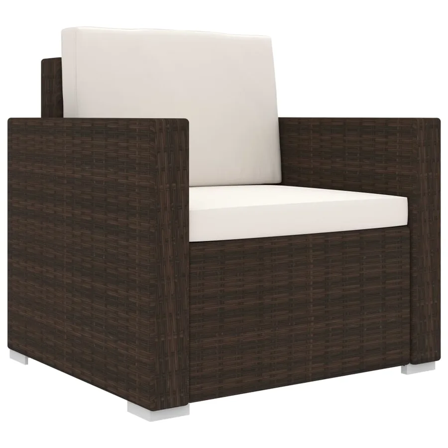Salon de jardin 8 pcs avec coussins résine tressée marron - 8