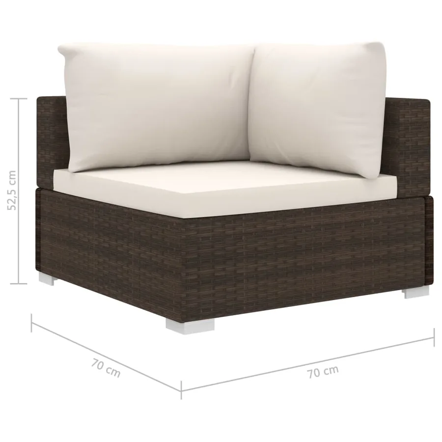 Salon de jardin 8 pcs avec coussins résine tressée marron - 9