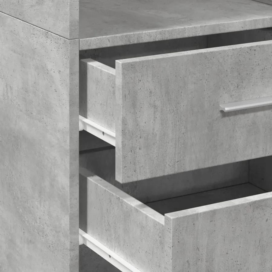 Buffet haut gris béton 40x42,5x185 cm bois d'ingénierie - 7
