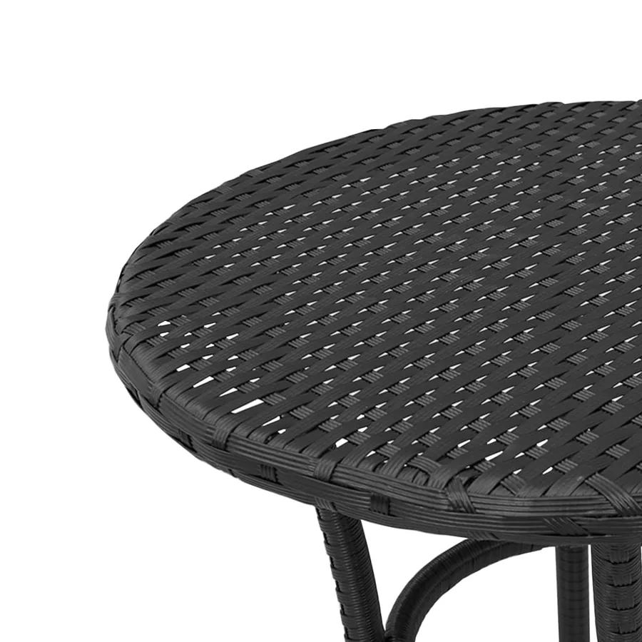 Ensemble de bistro 3 pcs avec coussins noir résine tressée - 14