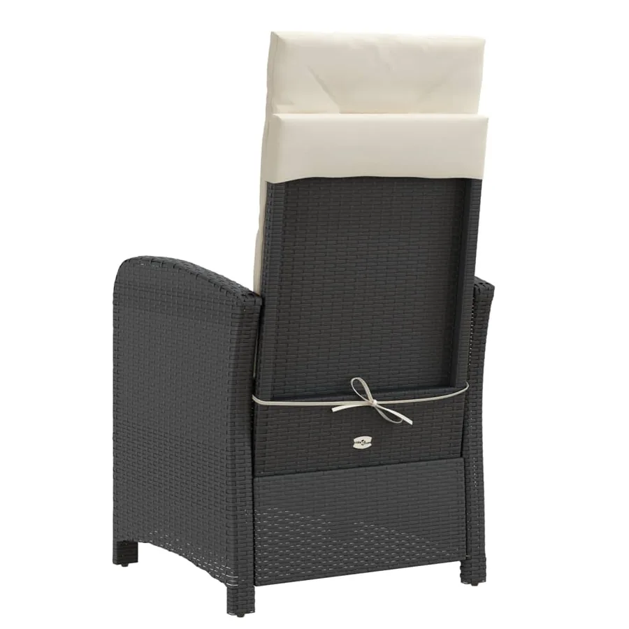 Ensemble de bistro 3 pcs avec coussins noir résine tressée - 7