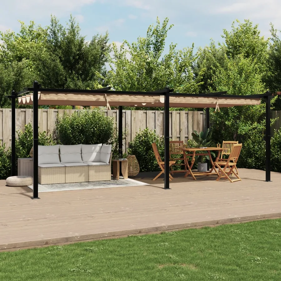 Tonnelle de jardin avec toit rétractable taupe 3x6 m aluminium - 3