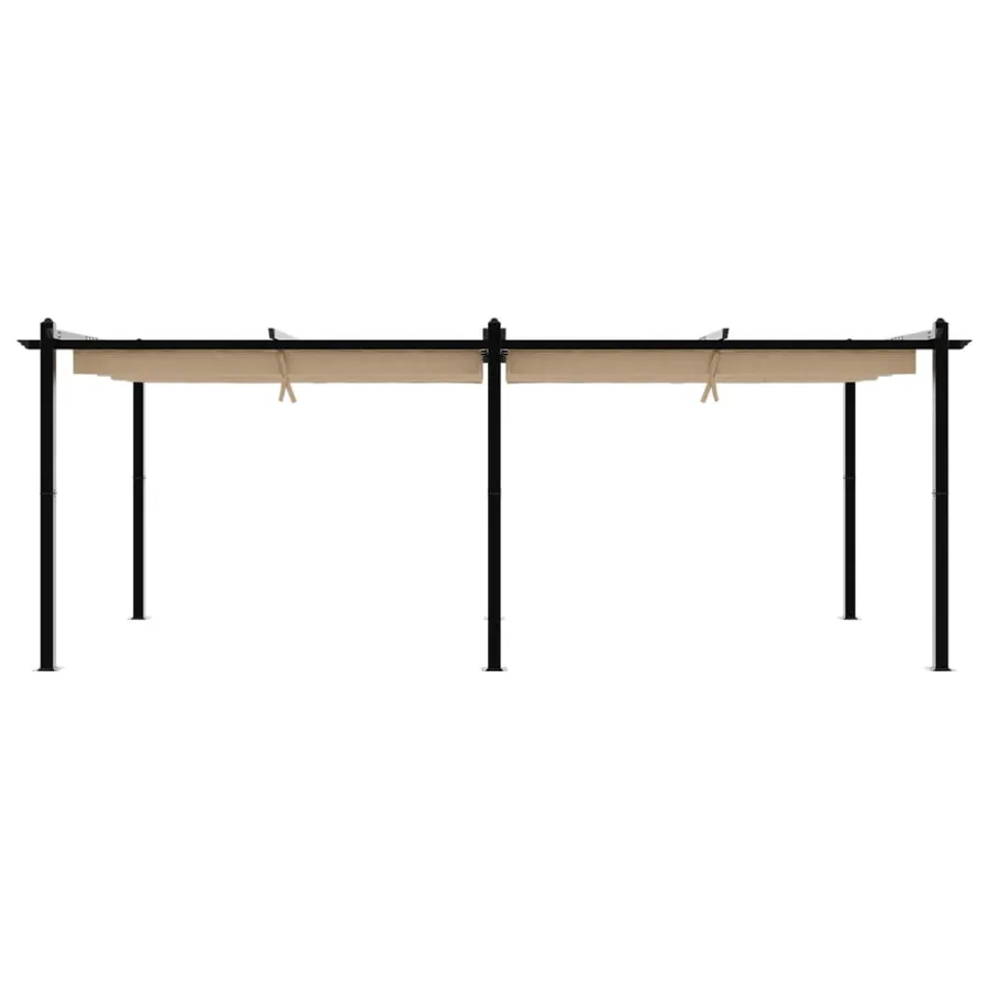 Tonnelle de jardin avec toit rétractable taupe 3x6 m aluminium - 4