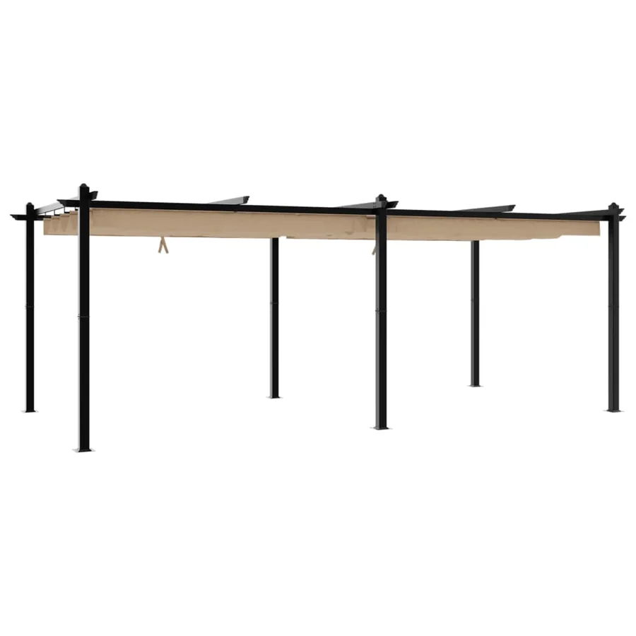Tonnelle de jardin avec toit rétractable taupe 3x6 m aluminium - 6