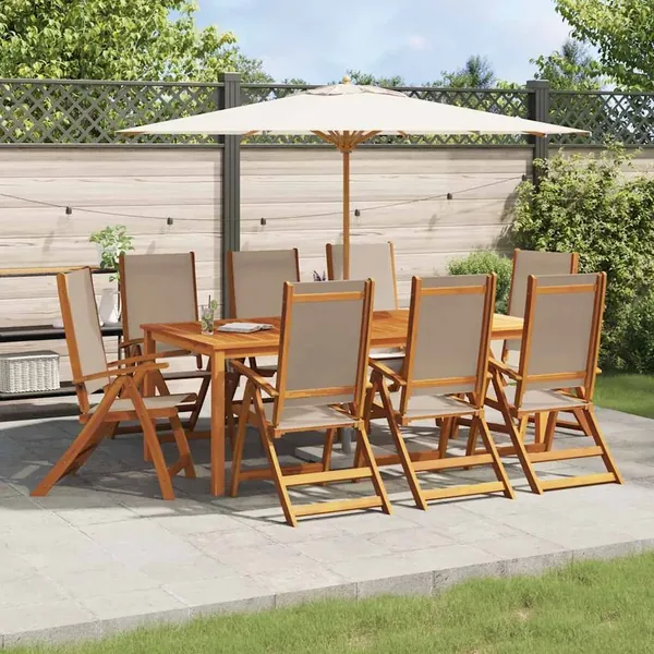 Chaises pliables de jardin lot de 8 bois d'acacia et textilène