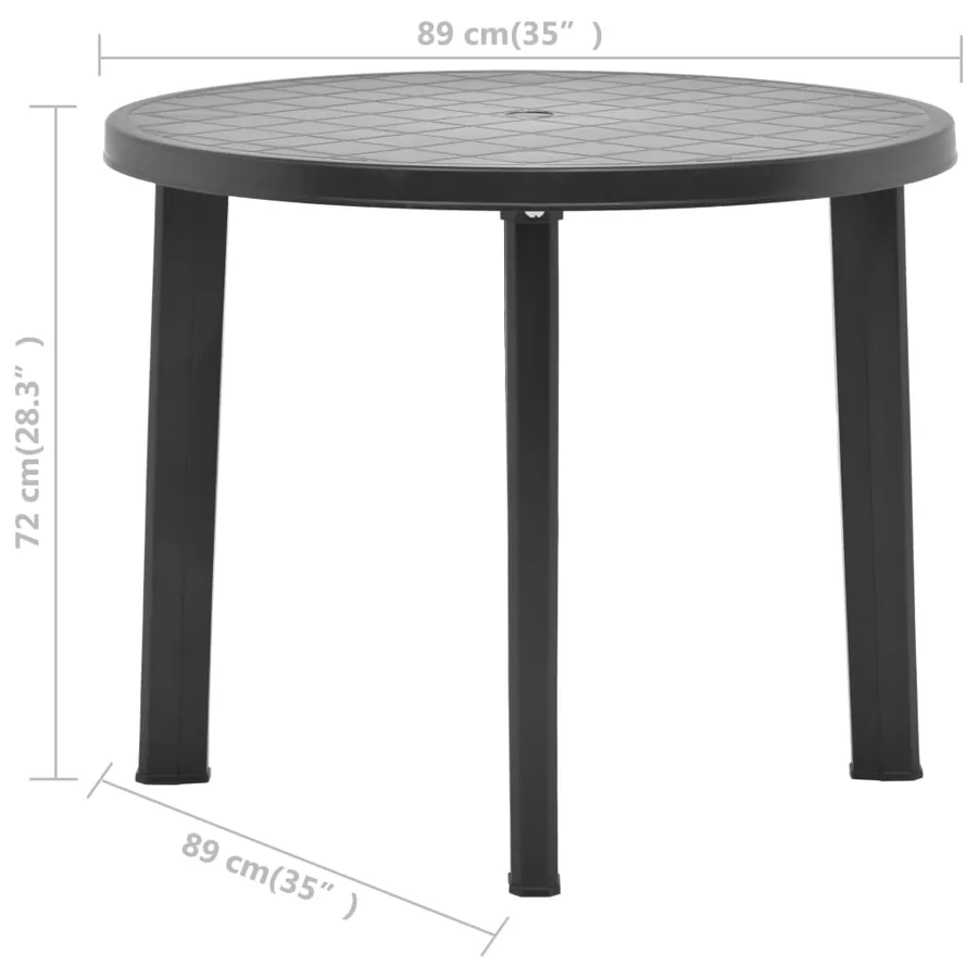 Table de jardin Anthracite 89 cm Plastique - 6