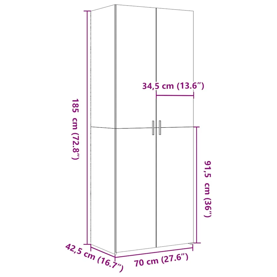 Buffet haut blanc 70x42,5x185 cm bois d'ingénierie - 9