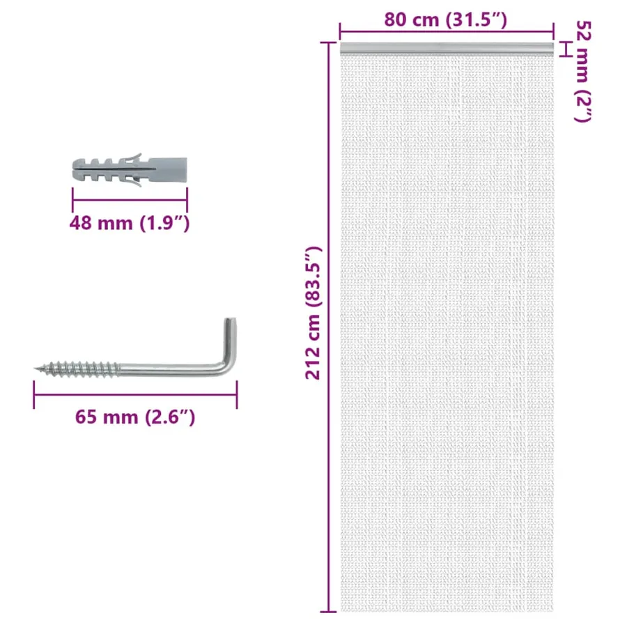 Moustiquaire de porte à chaîne 80x212 cm aluminium - 5
