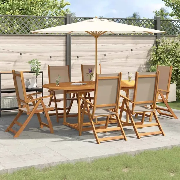 Ensemble à Manger de jardin 7pcs bois d'acacia solide textilène