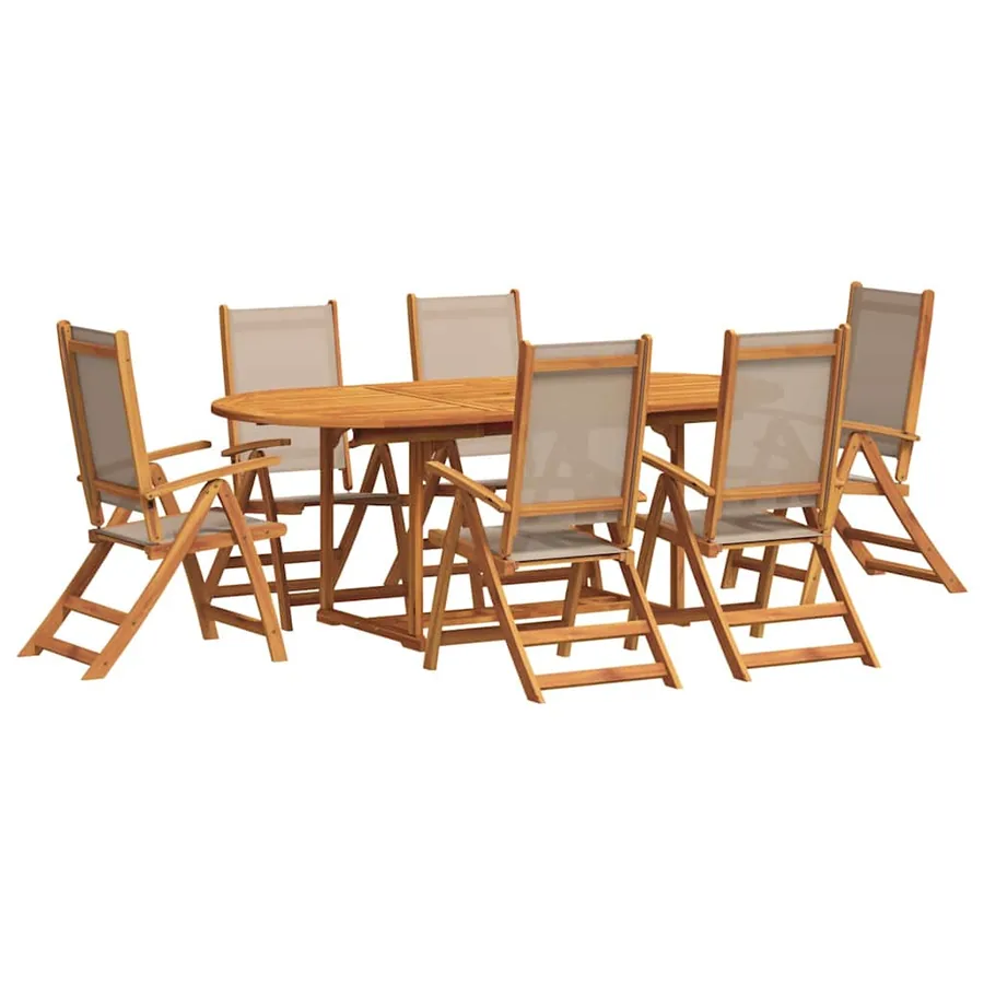 Ensemble à Manger de jardin 7pcs bois d'acacia solide textilène - 2
