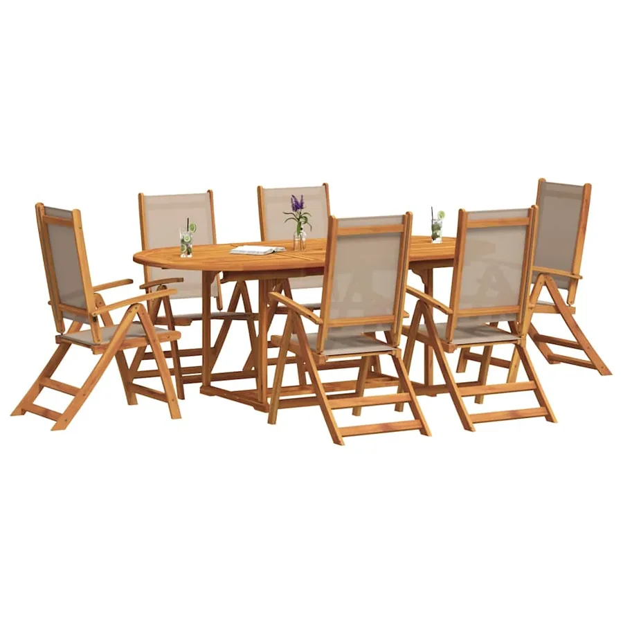Ensemble à Manger de jardin 7pcs bois d'acacia solide textilène - 7
