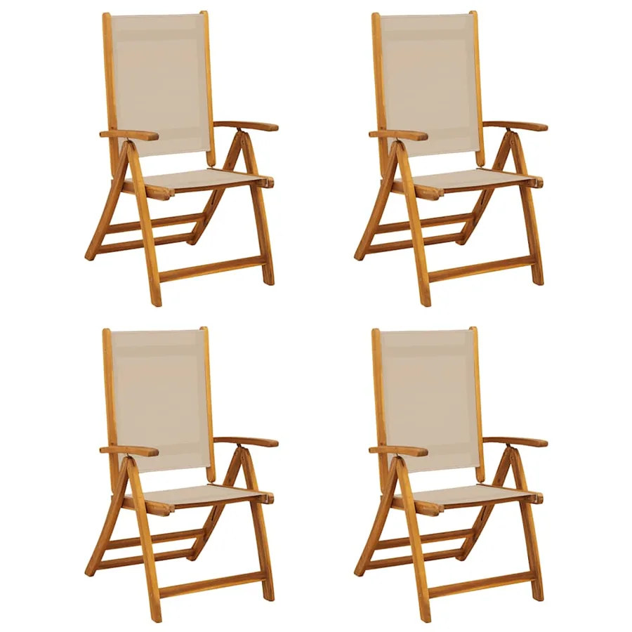 Chaises pliables de jardin lot de 4 bois d'acacia et textilène - 2