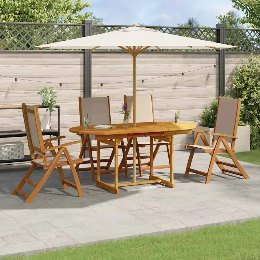 Ensemble à manger de jardin 5pcs bois d'acacia solide textilène