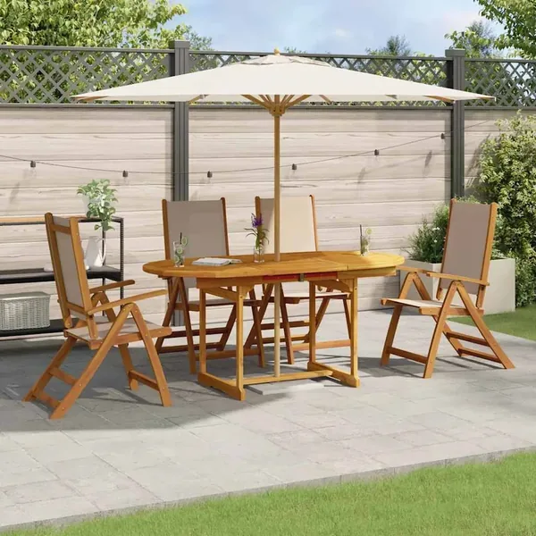 Ensemble à manger de jardin 5pcs bois d'acacia solide textilène