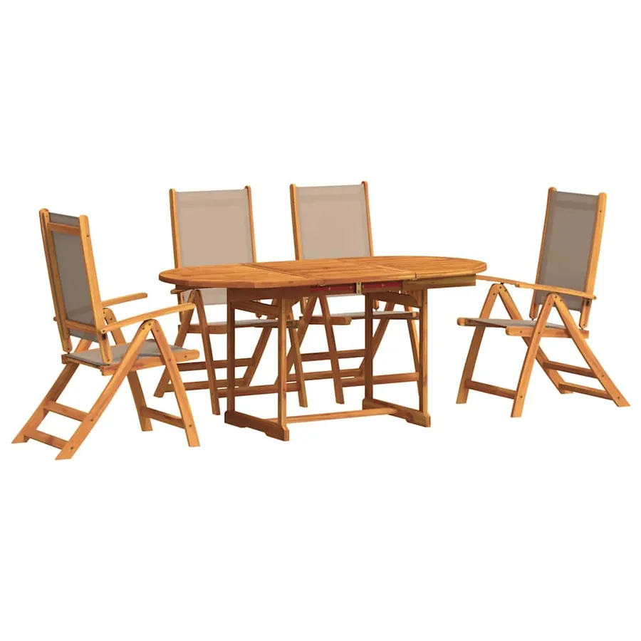 Ensemble à manger de jardin 5pcs bois d'acacia solide textilène - 2