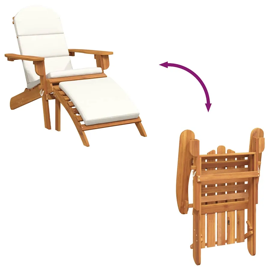 Chaise de jardin Adirondack et repose-pieds bois massif acacia - 7
