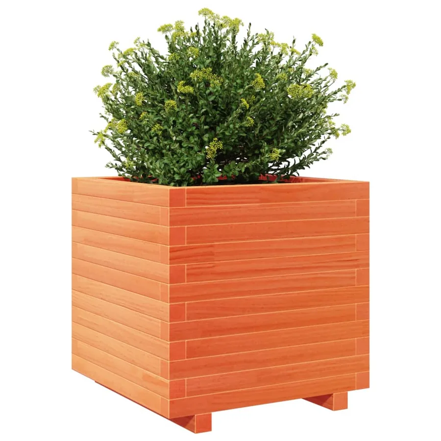 Jardinière cire marron 50x50x49,5 cm bois de pin massif - 4