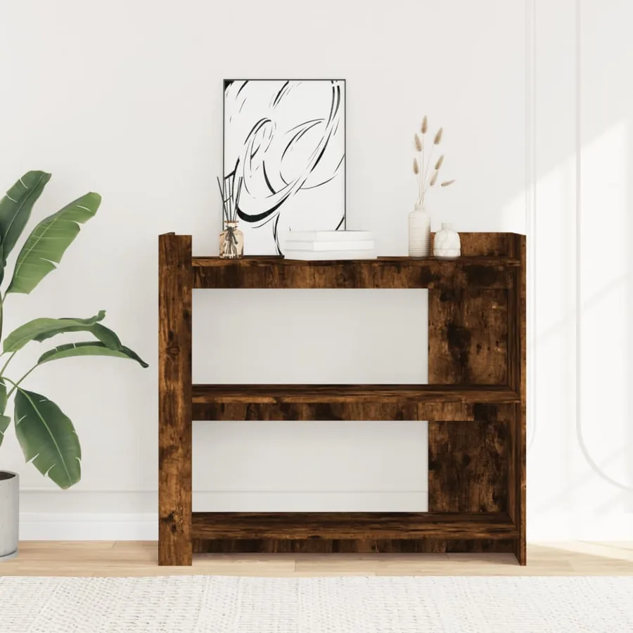 Table console chêne fumé 100x35x90 cm bois d'ingénierie - 3