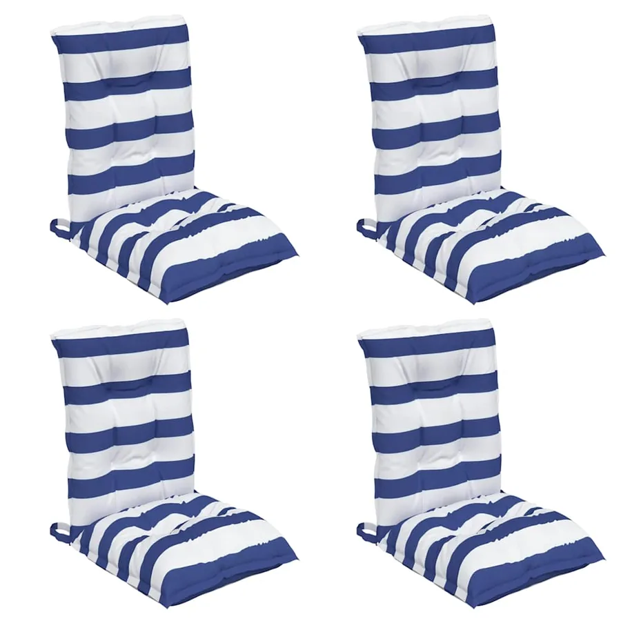 Coussins de chaise à dossier bas lot de 4 rayures bleu/blanc - 3