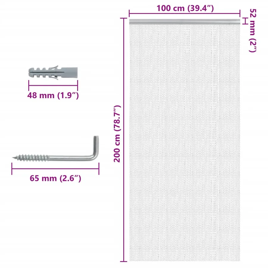 Moustiquaire de porte à chaîne 100x200 cm aluminium - 5