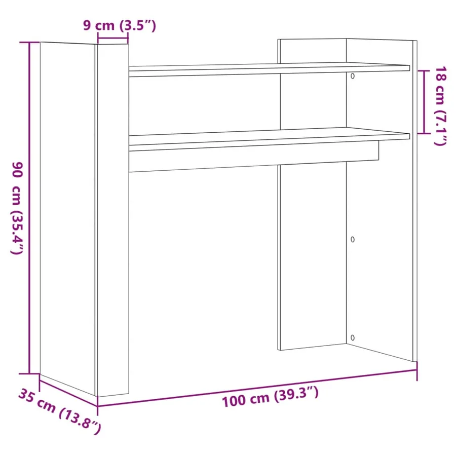 Table console chêne fumé 100x35x90 cm bois d'ingénierie - 8