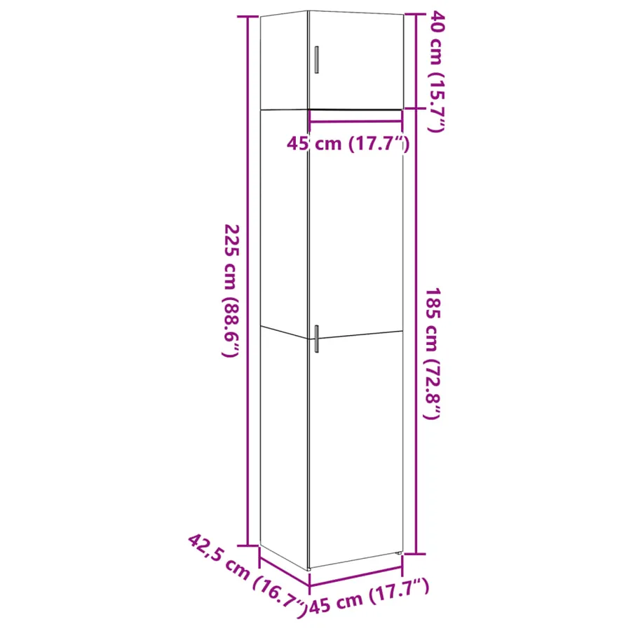 Armoire de rangement mince blanc 45x42,5x225 cm - 14