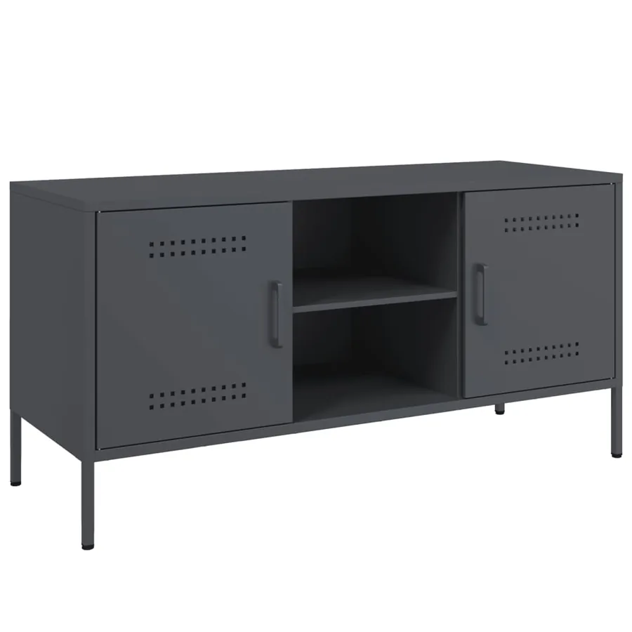 Meuble TV anthracite 100,5x39x50,5 cm acier - 2