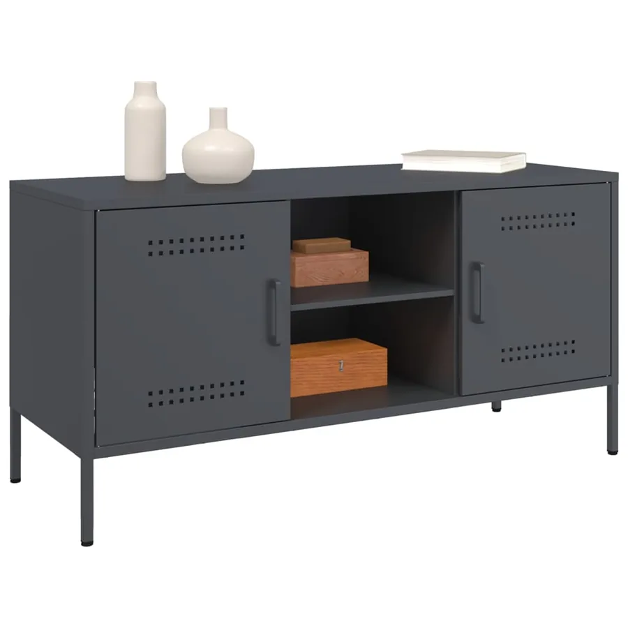 Meuble TV anthracite 100,5x39x50,5 cm acier - 4