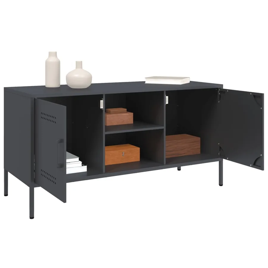 Meuble TV anthracite 100,5x39x50,5 cm acier - 5