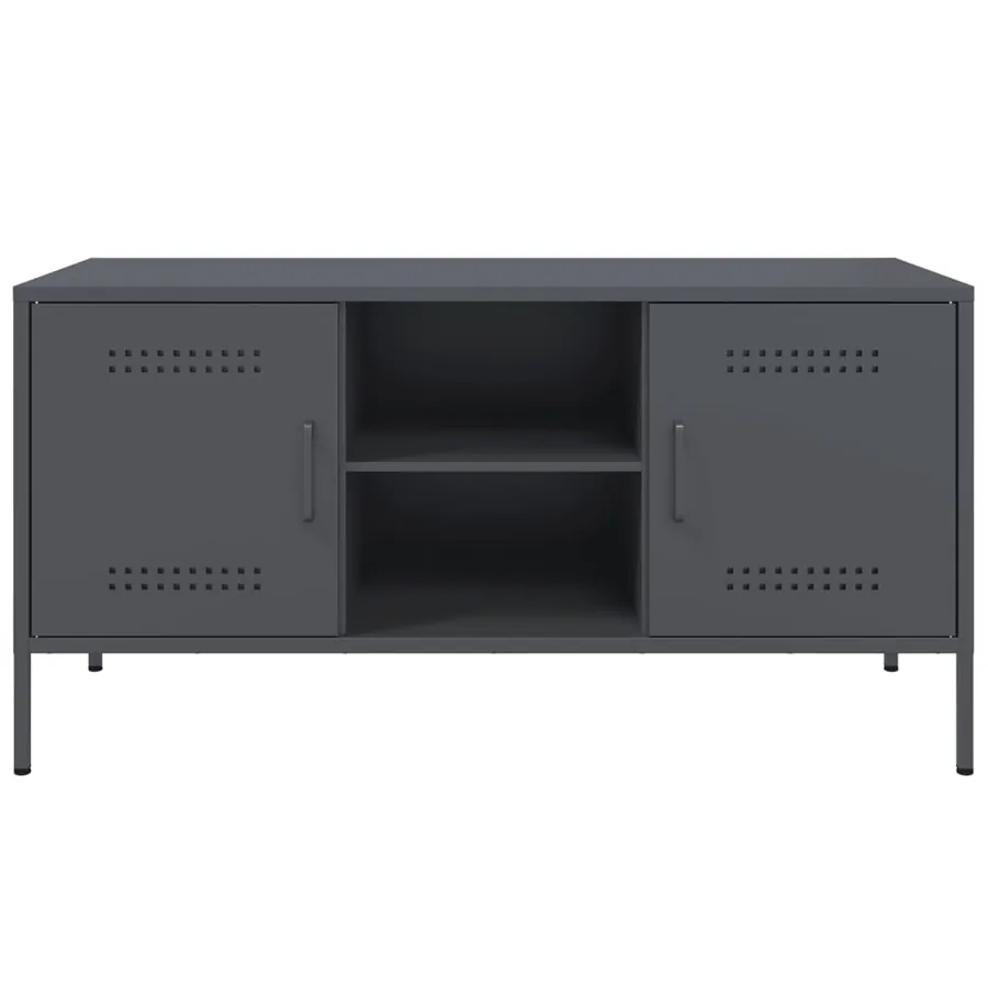 Meuble TV anthracite 100,5x39x50,5 cm acier - 6