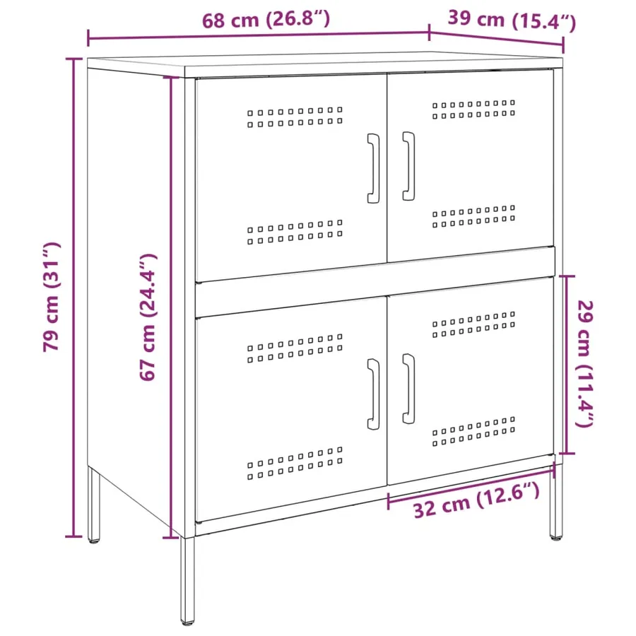 Buffet noir 68x39x79 cm acier - 13