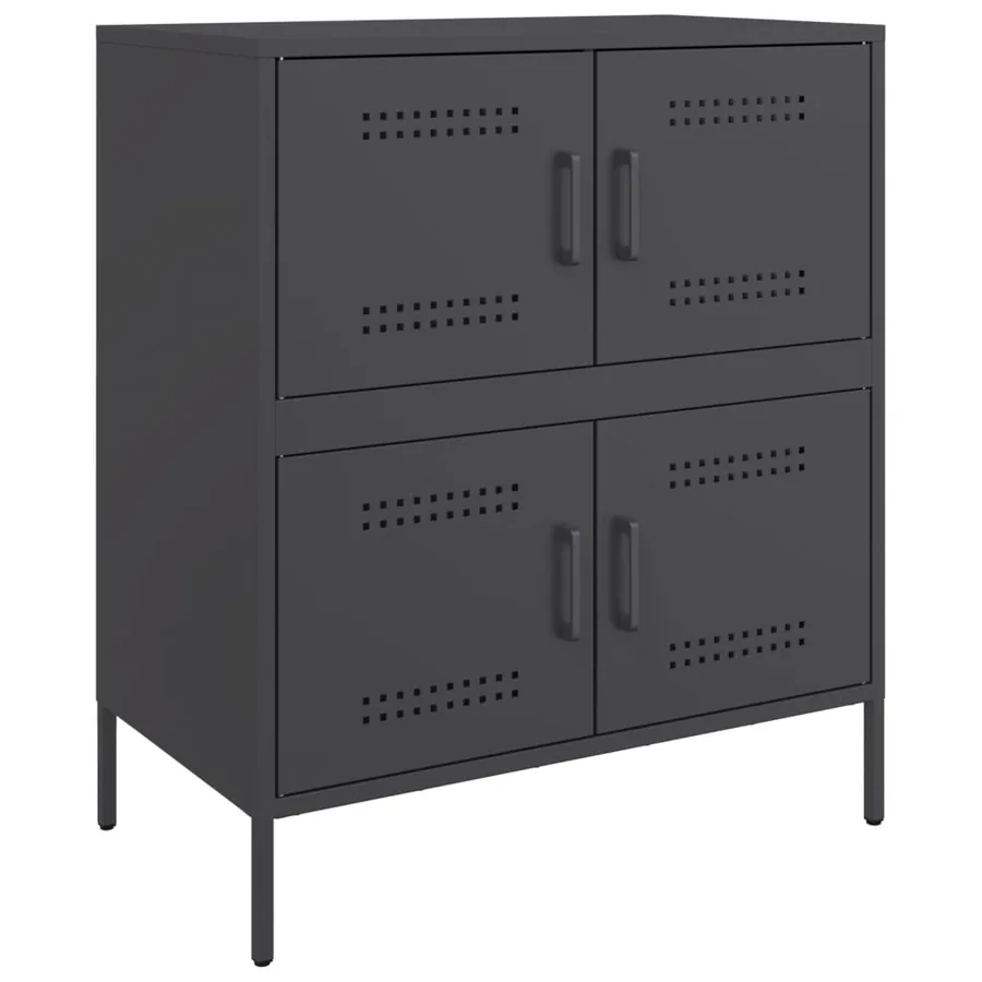Buffet noir 68x39x79 cm acier - 2