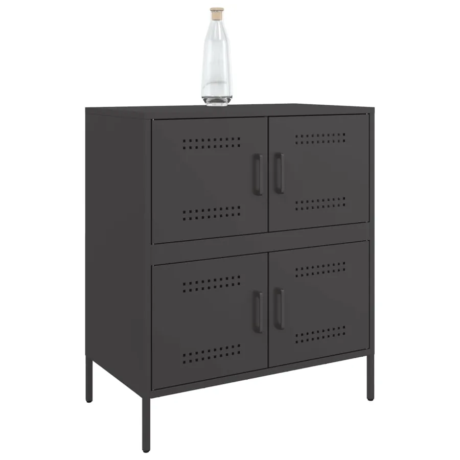 Buffet noir 68x39x79 cm acier - 4