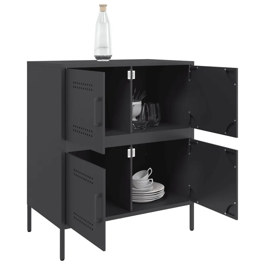 Buffet noir 68x39x79 cm acier - 5