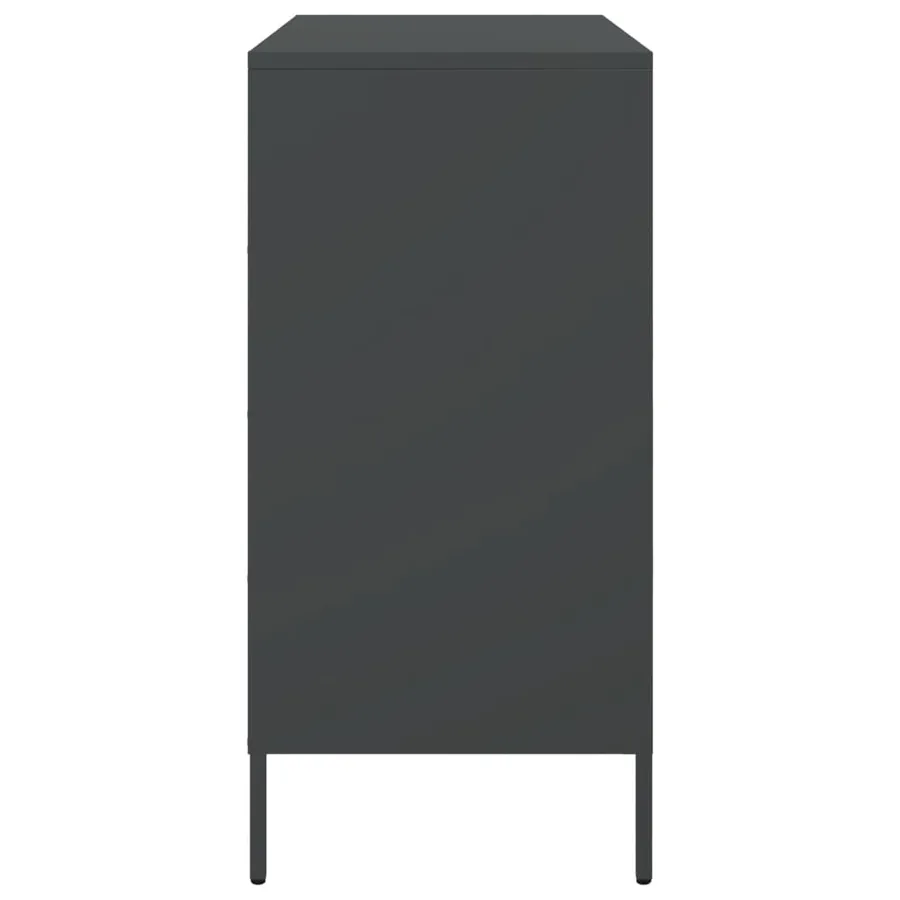 Buffet noir 68x39x79 cm acier - 7
