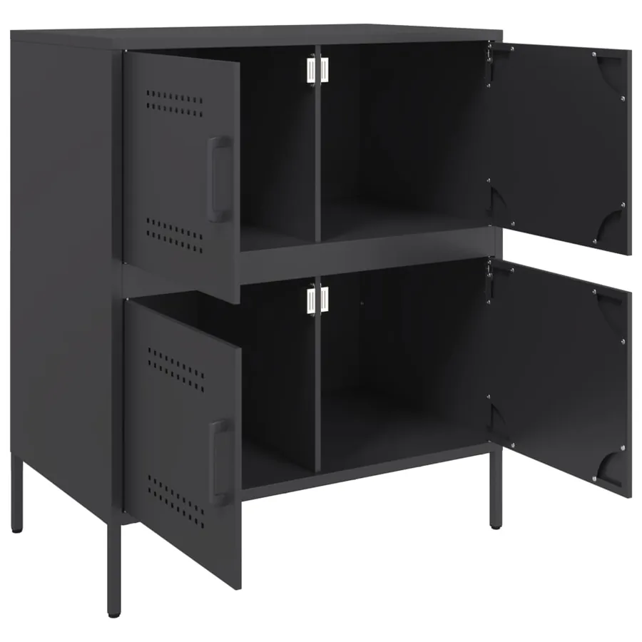 Buffet noir 68x39x79 cm acier - 9